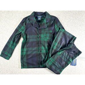 NWT Polo Ralph Lauren Kids Size Small Pajama Set Top Pants Plaid Green
